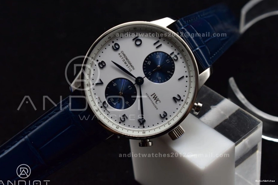 SmartChoice IW371620 White Blue A Blue Edition 1:1 ZF Portuguese Leather Dial on Chrono 1019 Strap Best 1224
